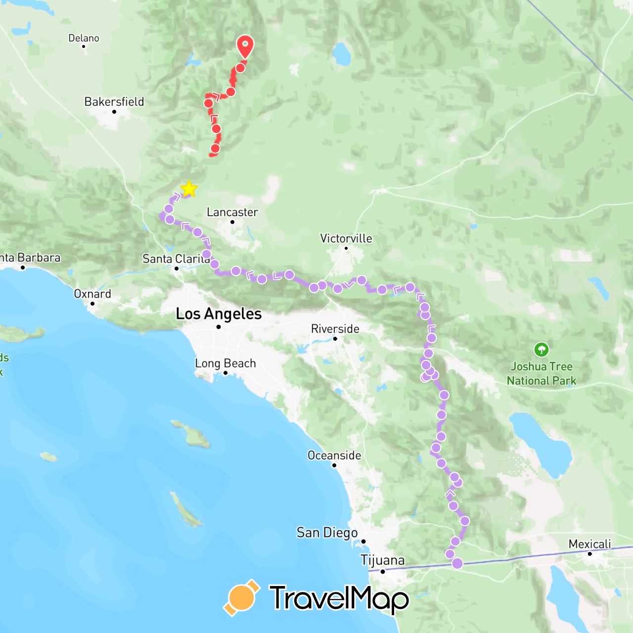 TravelMap itinerary: hiking, 2023 hiking in United States (North America)